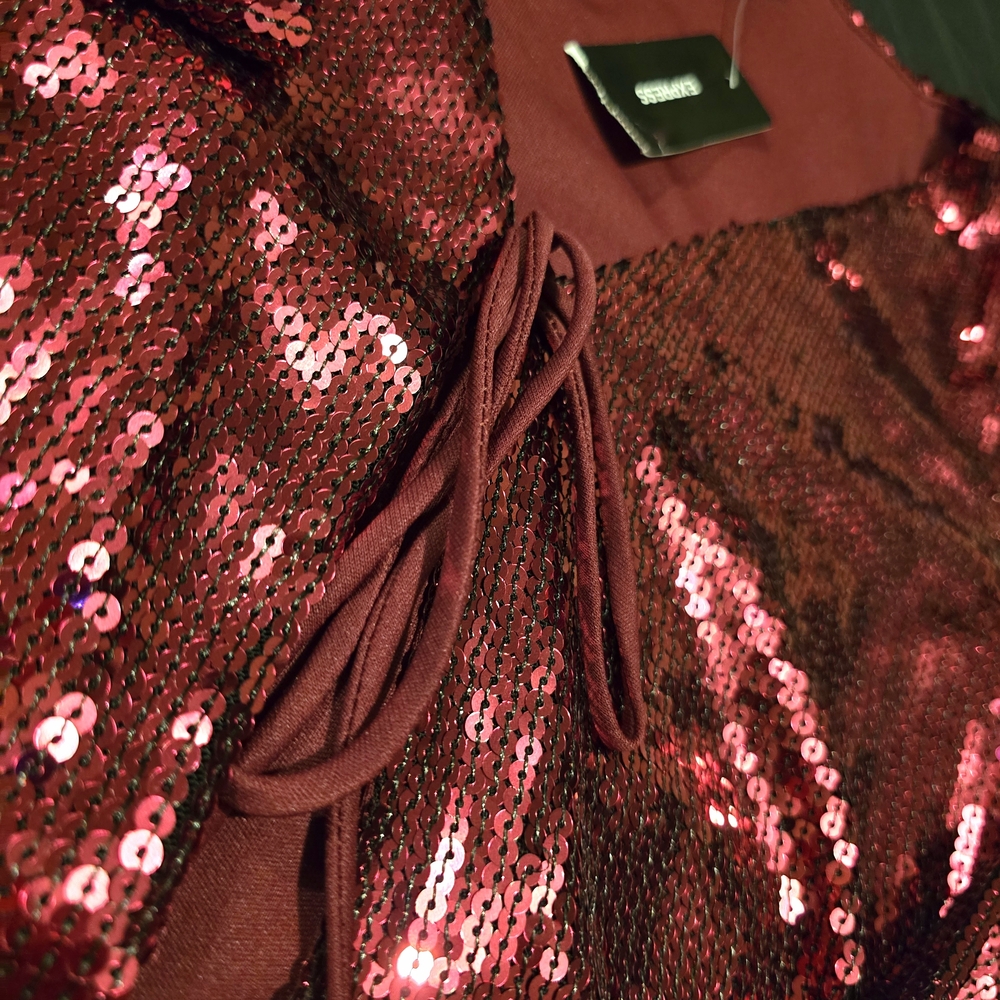 Express Pink‎ Sequin Tie-Front Top NWT Size XS - Picture 8 of 10